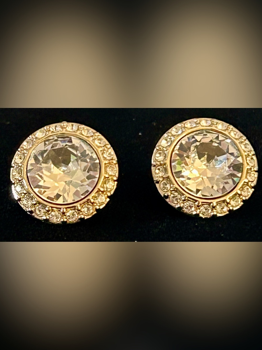GIVENCHY Crystal Halo Gold-Tone Stud Earrings With Authenticity Certificate
